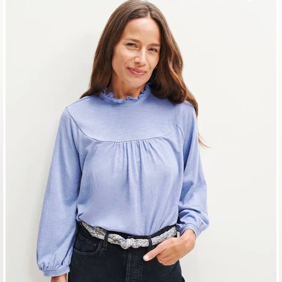 Amour Vert Tops - Amour Vert Aurelie Reverie Slub Top - Sky Blue